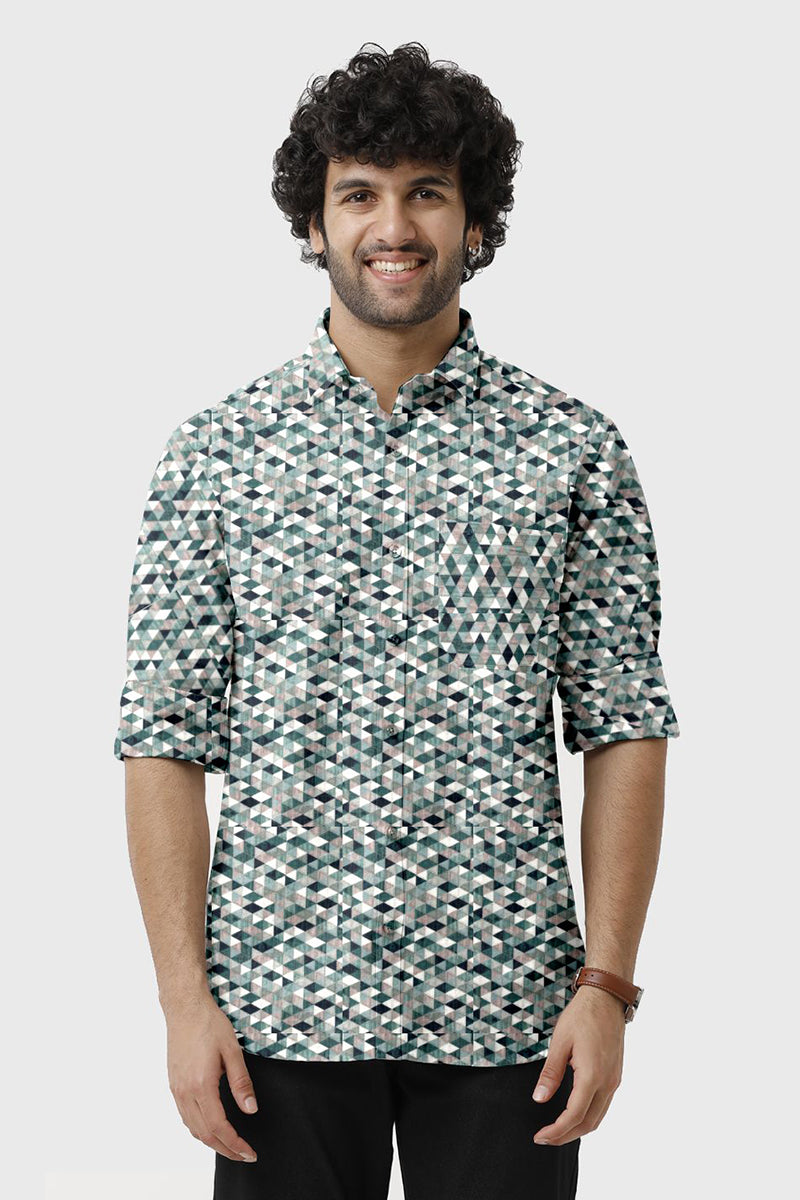 ARISER Miami Satin Printed Fabric Full Sleeve Smart Fit Formal Shirt for Men - 15692