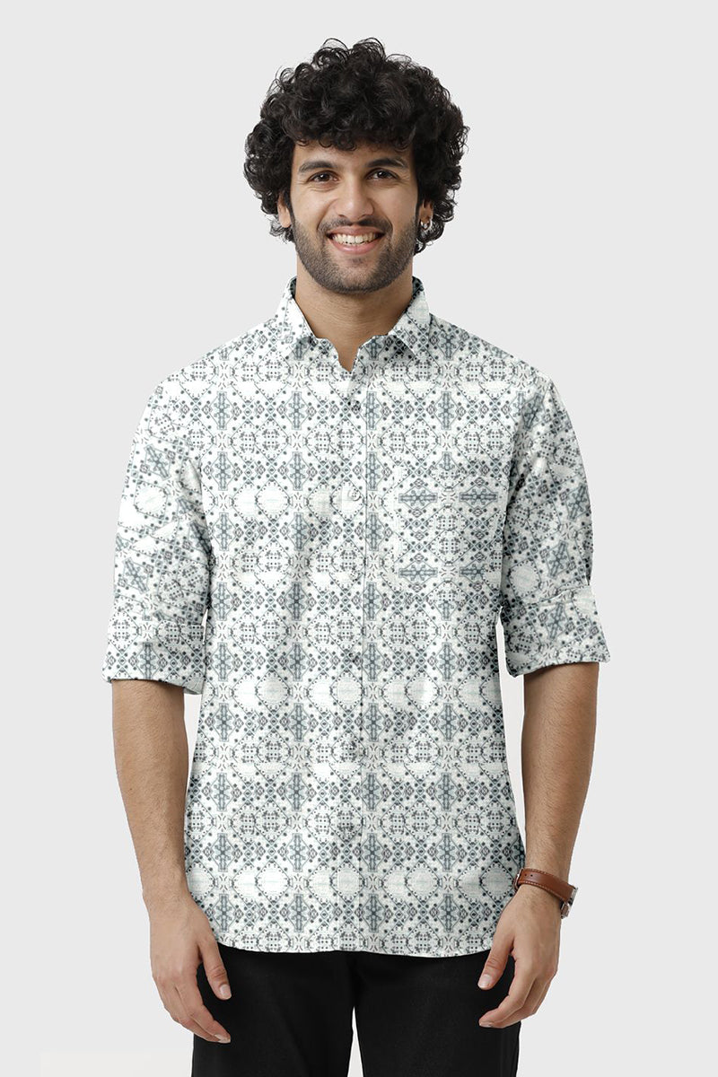 ARISER Miami Satin Printed Full Sleeve Smart Fit Formal Shirt for Men - 15702
