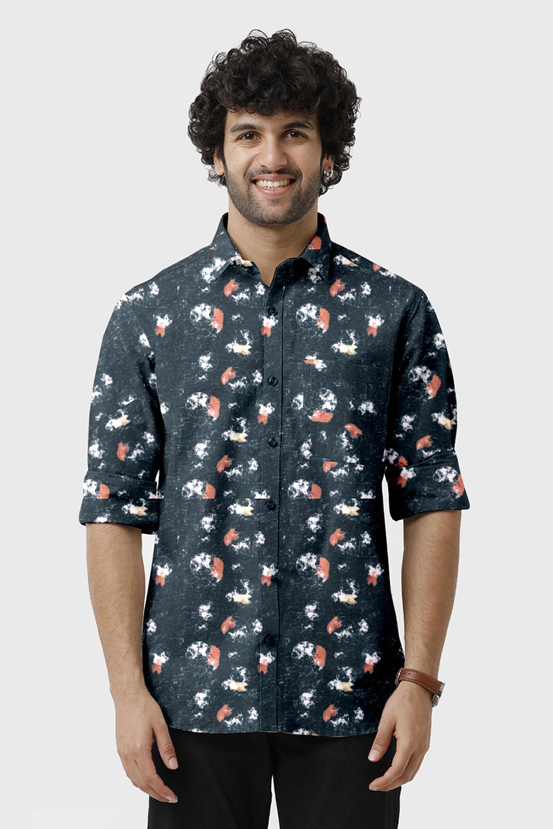 ARISER Miami Satin Printed Full Sleeve Smart Fit Formal Shirt for Men - 15709