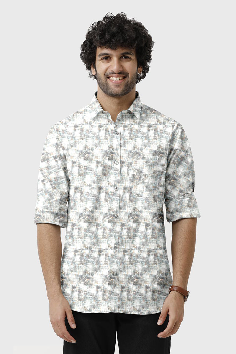 ARISER Miami Satin Printed Full Sleeve Smart Fit Formal Shirt for Men - 15726