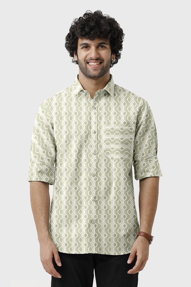 ARISER Miami Satin Printed Full Sleeve Smart Fit Formal Shirt for Men - 15767