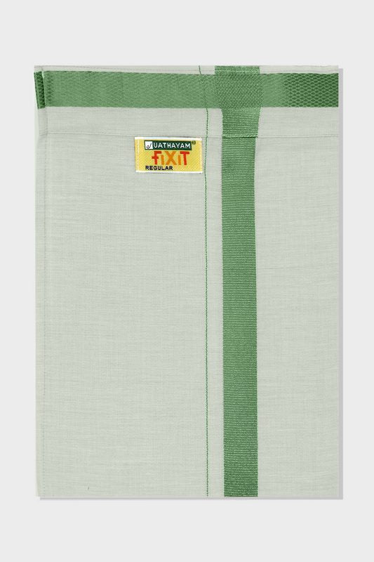 Moss Green Fixit - Adjustable Tissue Single Layered Pocket Dhoti Dhoti For Men | Uathayam