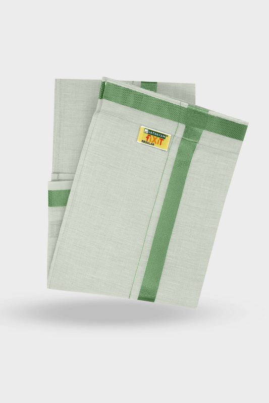Moss Green Fixit - Adjustable Tissue Single Layered Pocket Dhoti Dhoti For Men | Uathayam