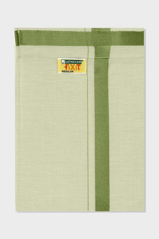 Mehandi Green Fixit - Adjustable Tissue Single Layered Pocket Dhoti Dhoti For Men | Uathayam