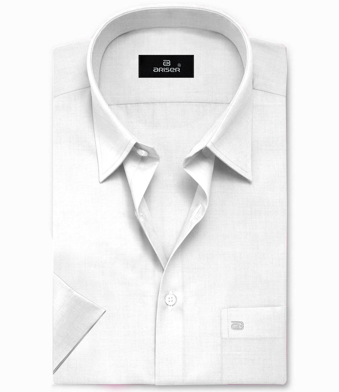 ARISER Uber Pearl White Cotton Rich Solid Formal Slim Fit Half Sleeve Shirt for Men (Pack of 1) - UB90800