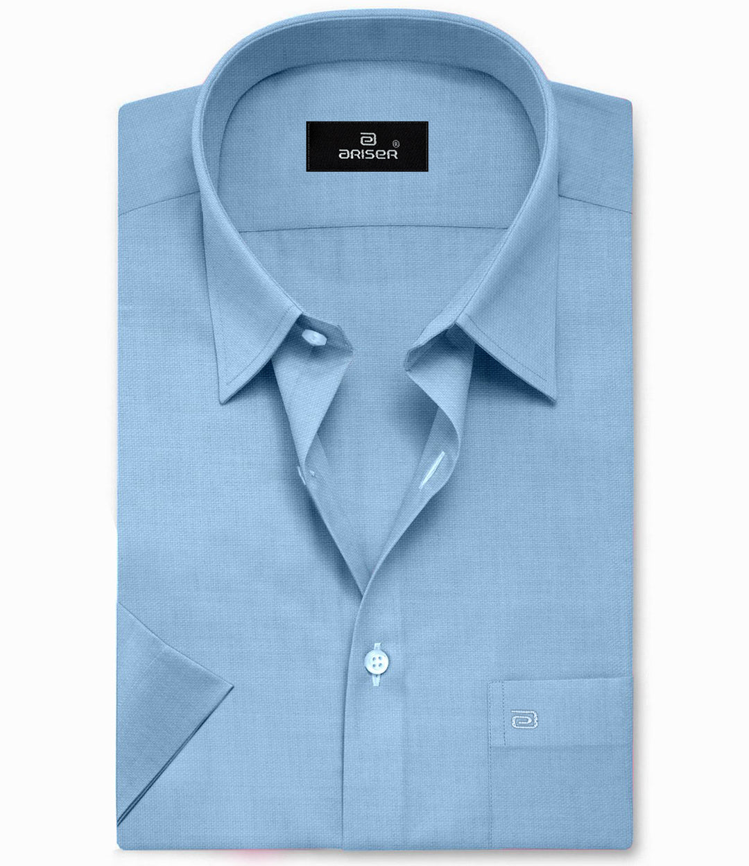 ARISER Uber Crystal Blue Cotton Rich Solid Formal Slim Fit Half Sleeve Shirt for Men (Pack of 1) - UB90801