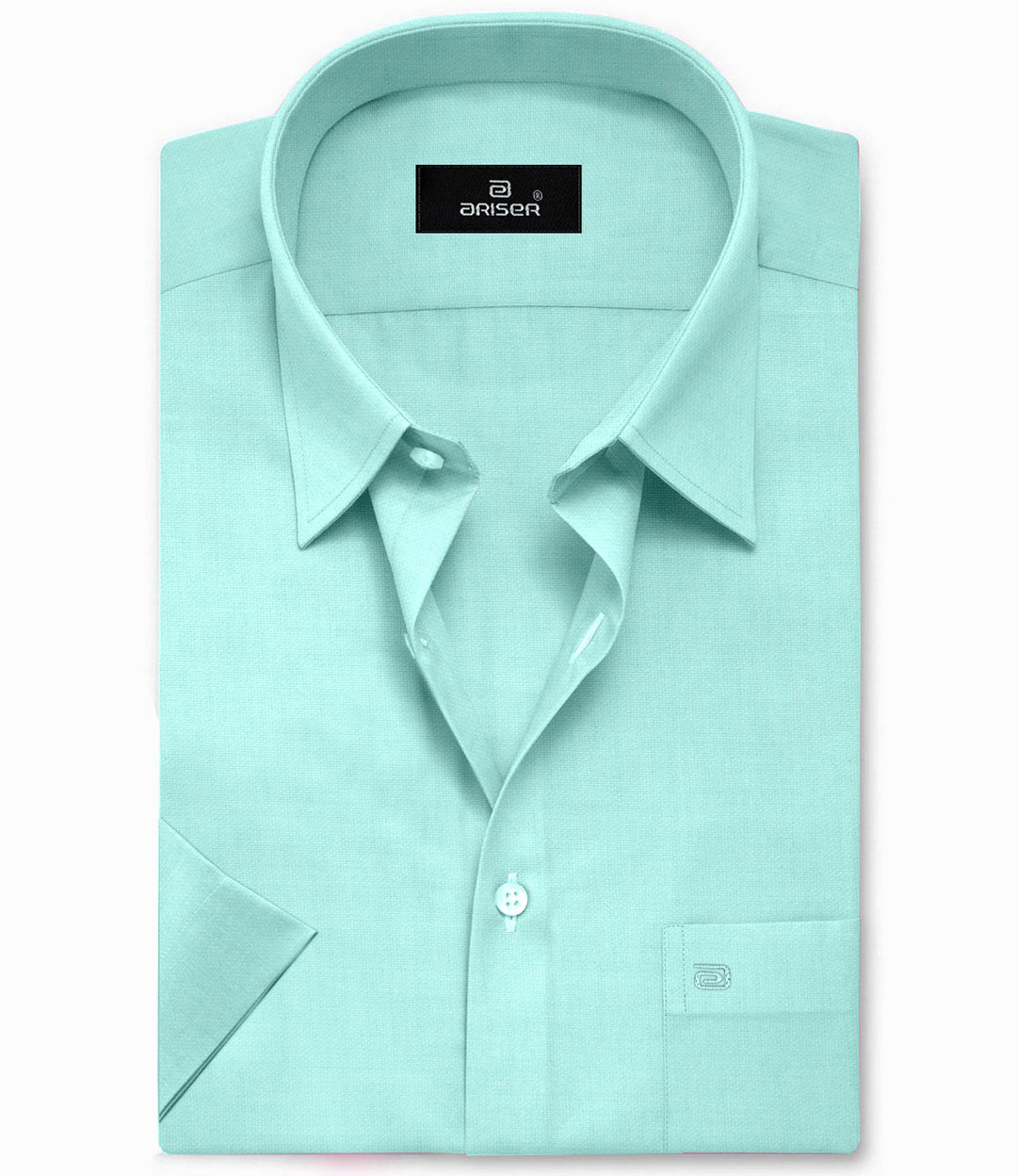ARISER Uber Turquoise Green Cotton Rich Solid Formal Slim Fit Half Sleeve Shirt for Men (Pack of 1) - UB90802