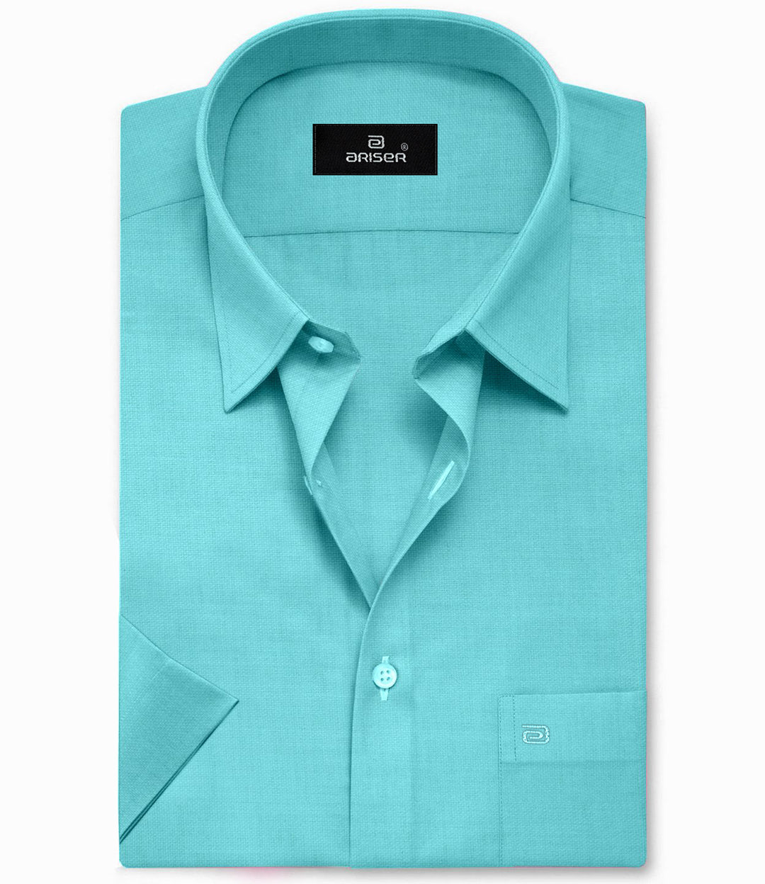 ARISER Uber Sky Blue Cotton Rich Solid Formal Slim Fit Half Sleeve Shirt for Men (Pack of 1) - UB90804