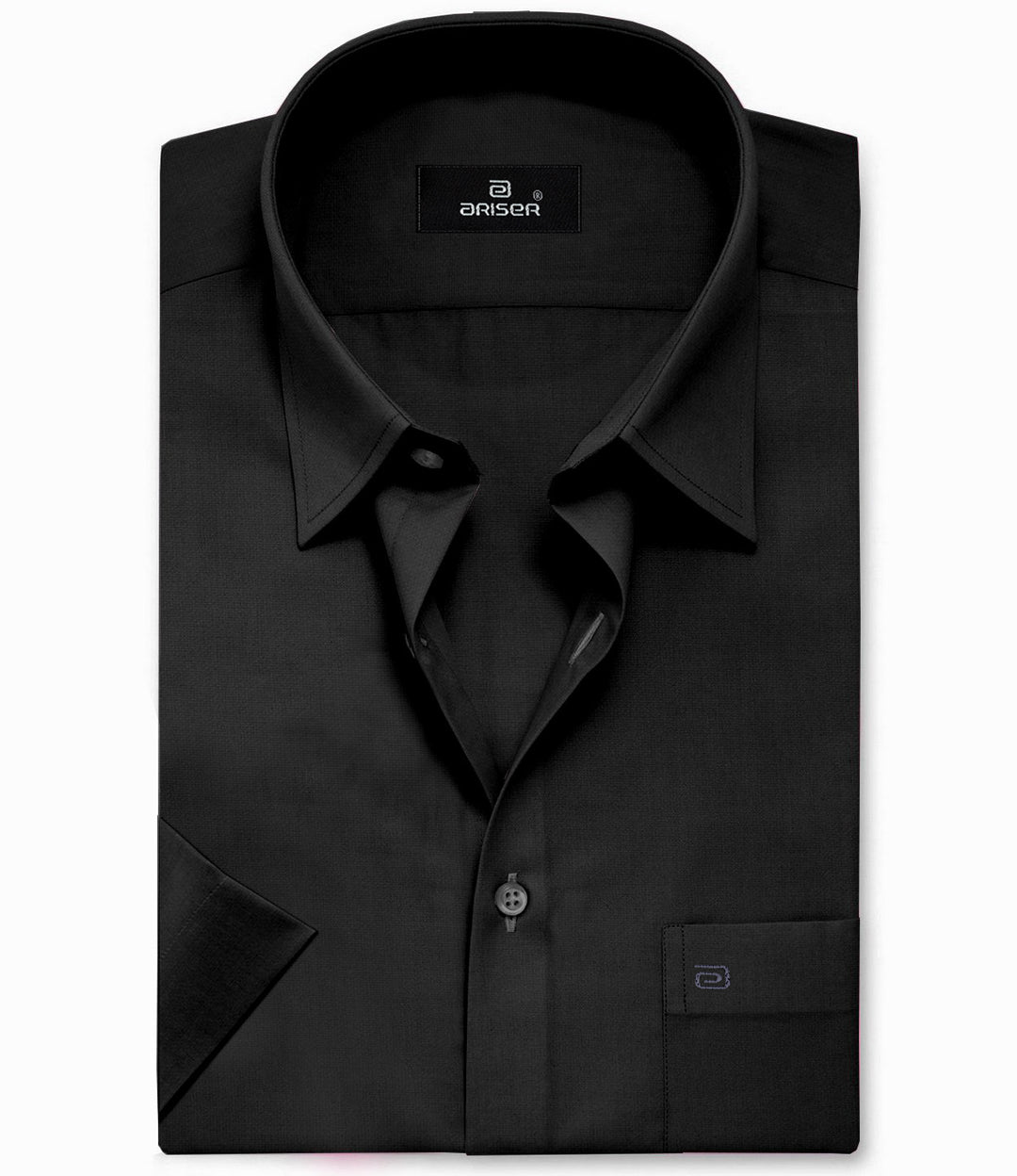 ARISER Uber Black Cotton Rich Solid Formal Slim Fit Half Sleeve Shirt for Men (Pack of 1) - UB90807