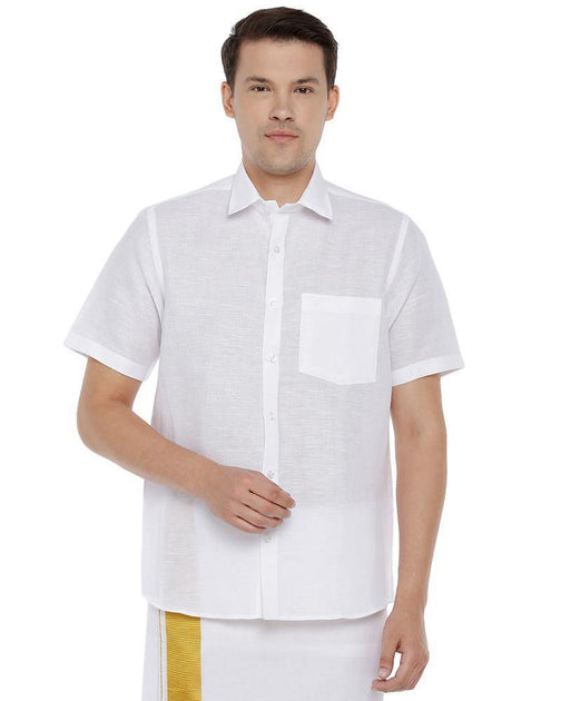 Buy Pure linen white shirt White shirts for men Uathayam