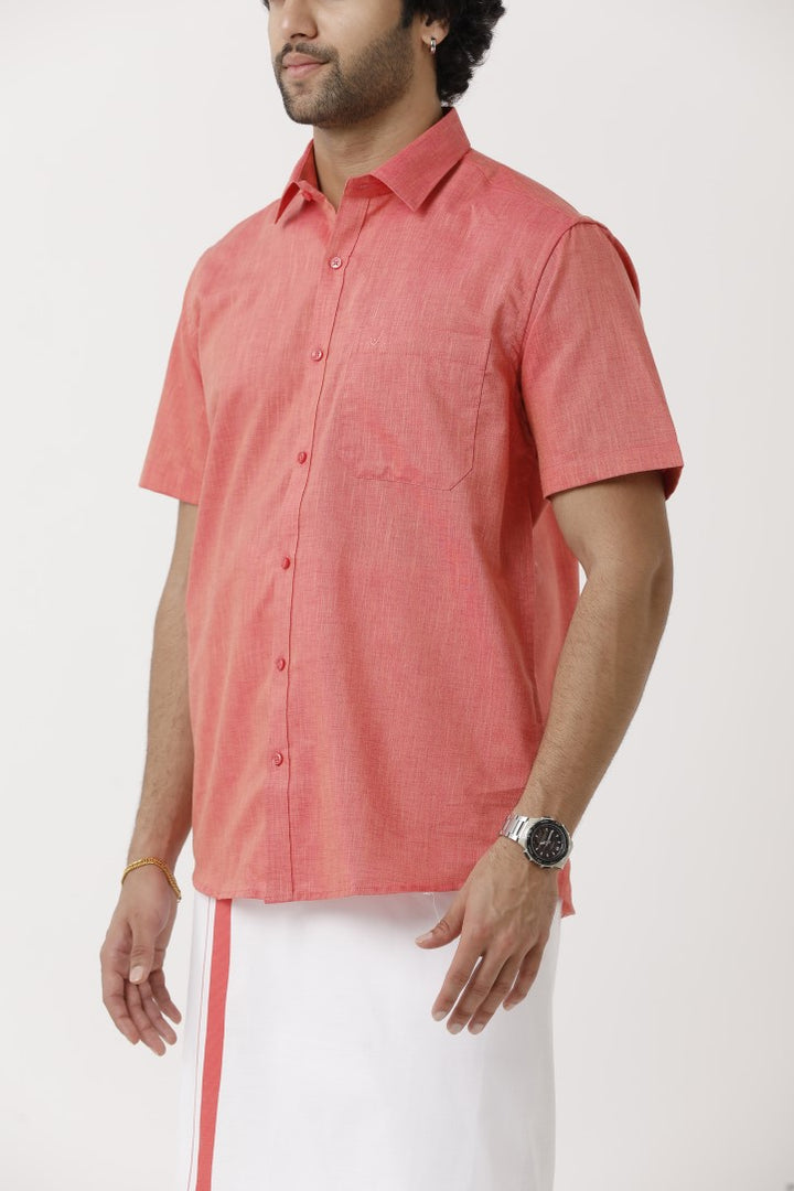 Varna - Dark Rose Matching Shirt and Single Dhoti Set For Men | Uathayam