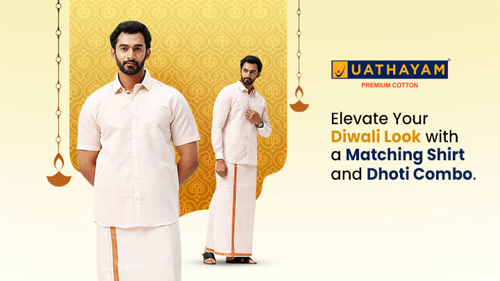 Elevate Your Diwali Look with a Matching Shirt and Dhoti Combo