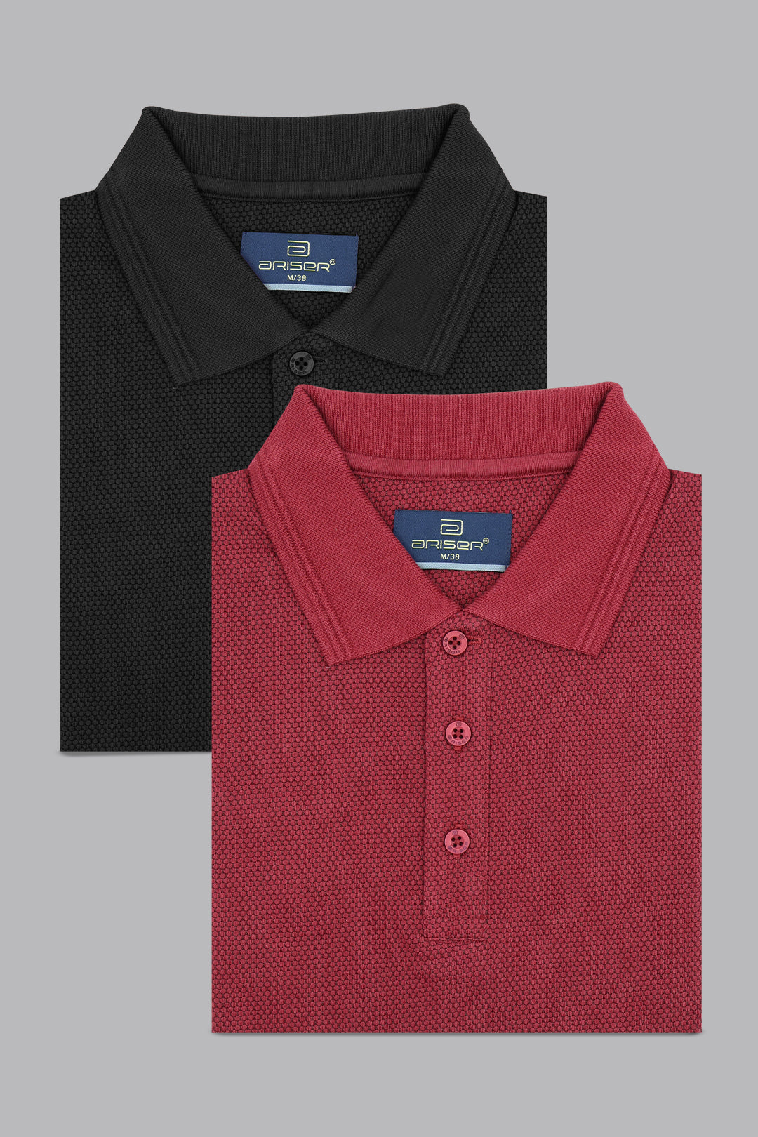 Canton Polo - Stone Black and Ruby Red T-Shirts Pack Of 2 Combo For Men | Ariser