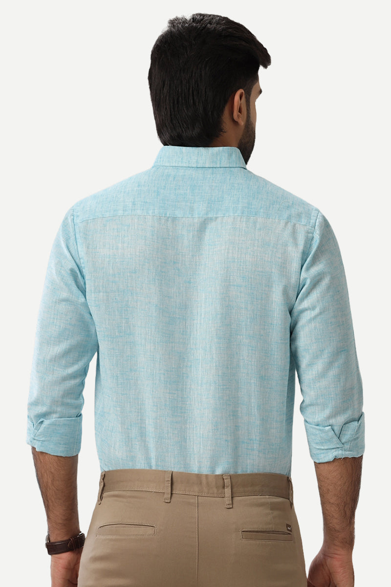 Linen Feel - Sky Blue Formal Shirts For Men | Ariser