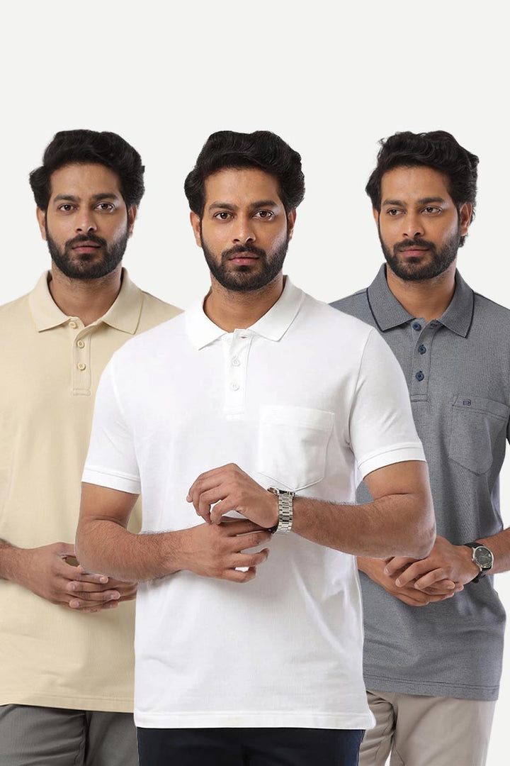 Golf Polo - Collar T-Shirts Pack Of 3 Combo For Men | Ariser