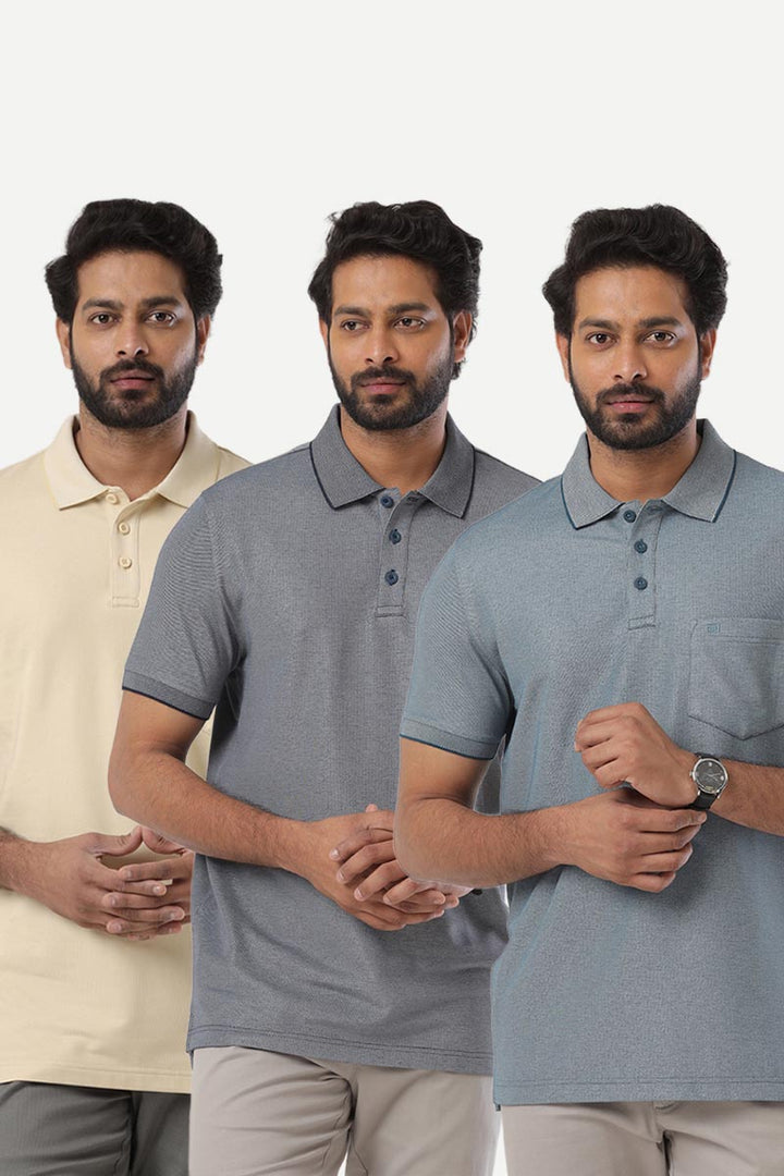 Golf Polo - Collar T-Shirts Pack Of 3 Combo For Men | Ariser