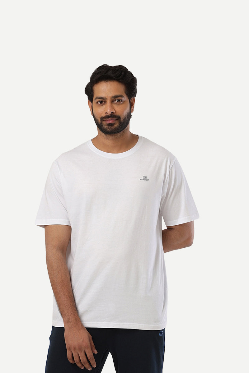 Round Neck - White Solid T-Shirts For Men | Ariser