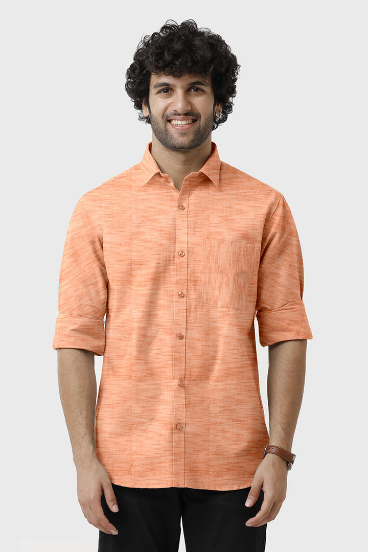 ARISER Vintage Light Orange Color Cotton Rich Full Sleeve Formal Shirt for Men - VI10301