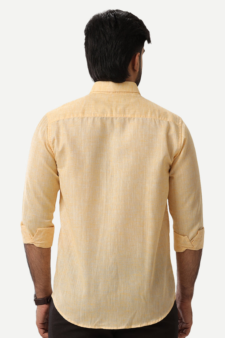 Linen Feel - Dark Yellow Formal Shirts For Men | Ariser