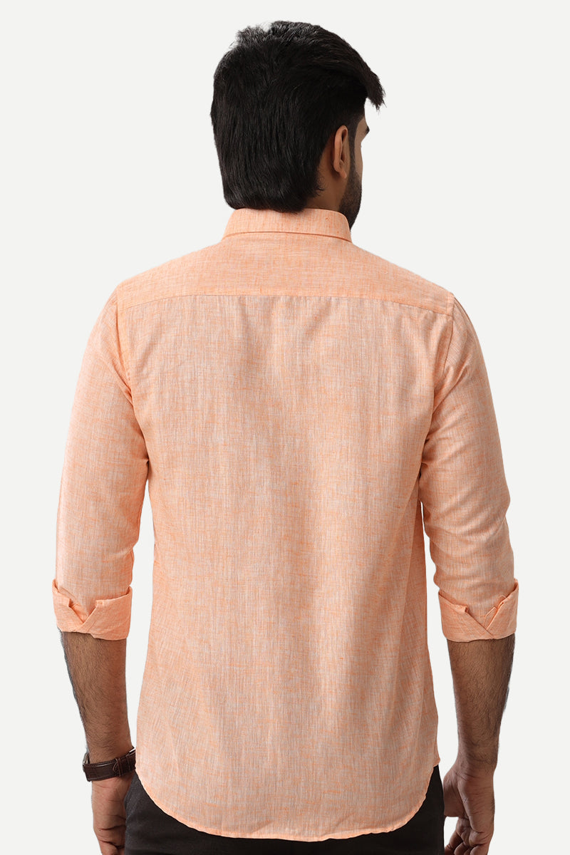 Linen Feel - Light Orange Formal Shirts For Men | Ariser