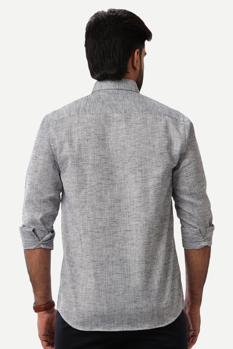 Linen Feel - Charcoal Black Formal Shirts For Men | Ariser