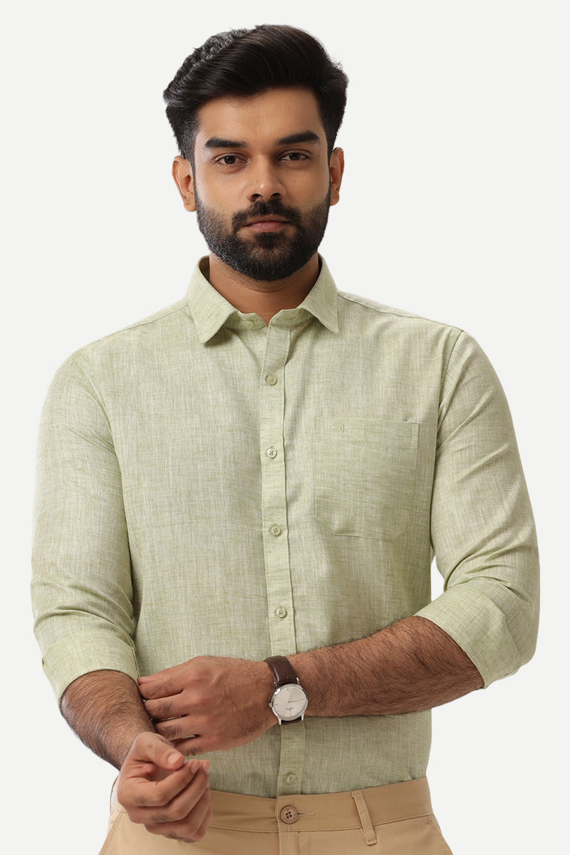 Linen Feel - Green Formal Shirts For Men | Ariser