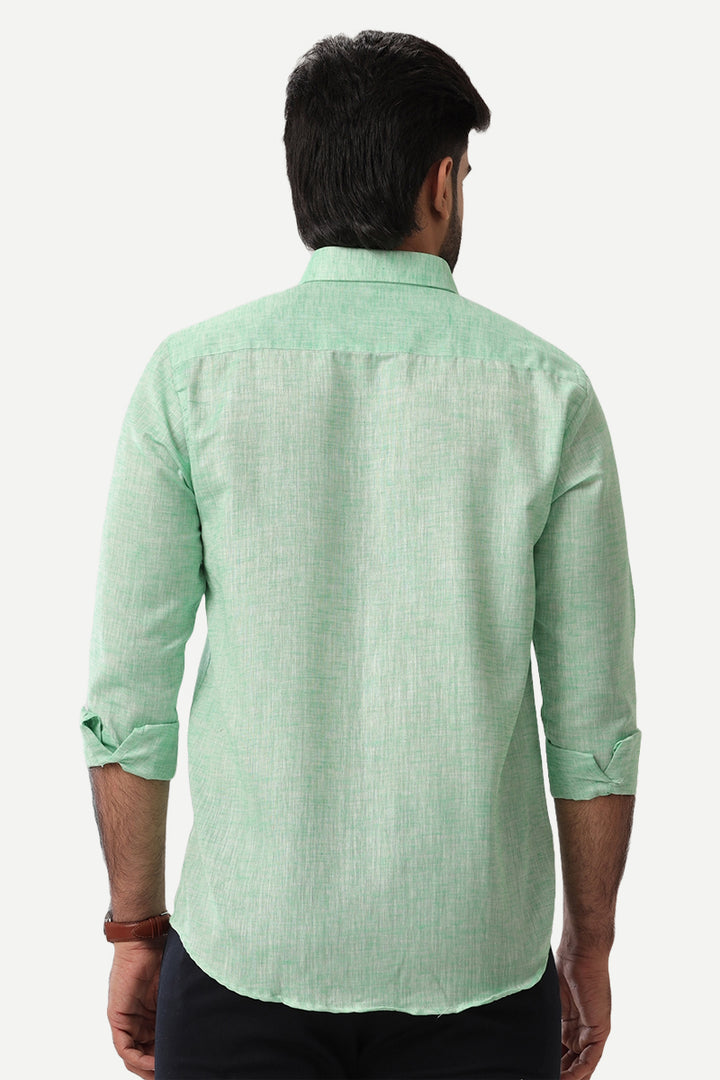 Linen Feel - Green Formal Shirts For Men | Ariser