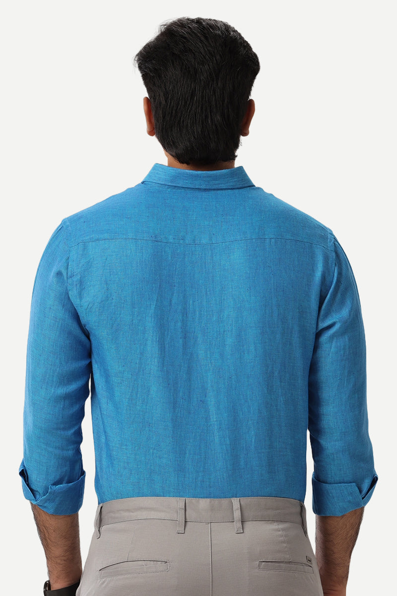 Linen Rise - Blue Formal Shirts for Mens | Uathayam