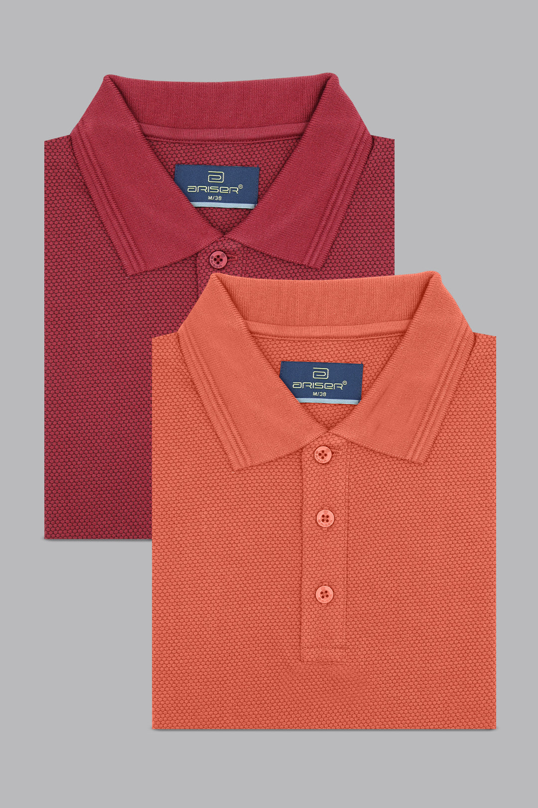 Canton Polo - Ruby Red and Coral Rust T-Shirts Pack Of 2 Combo For Men | Ariser