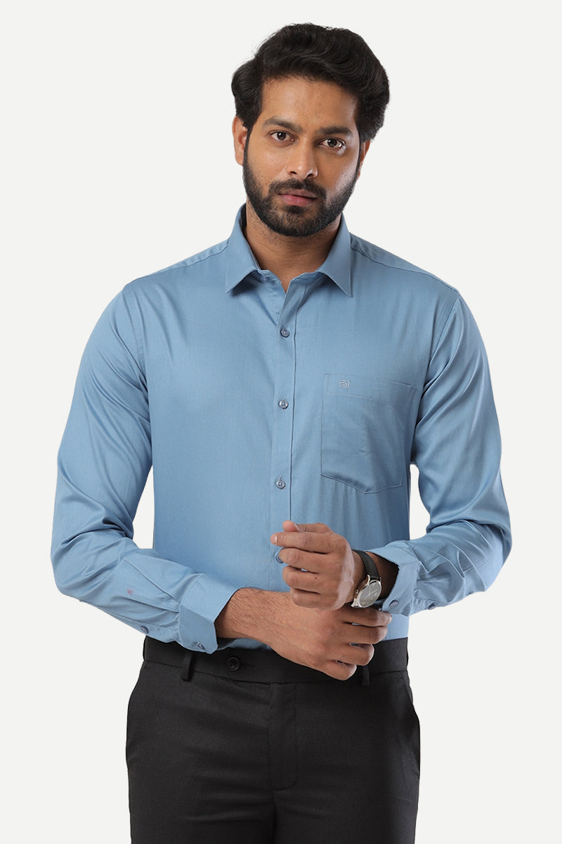 Monti - Steel Blue Formal Shirts for Men | Ariser