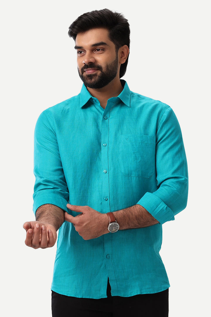 Linen Rise - Ramar Blue Formal Shirts for Mens | Uathayam