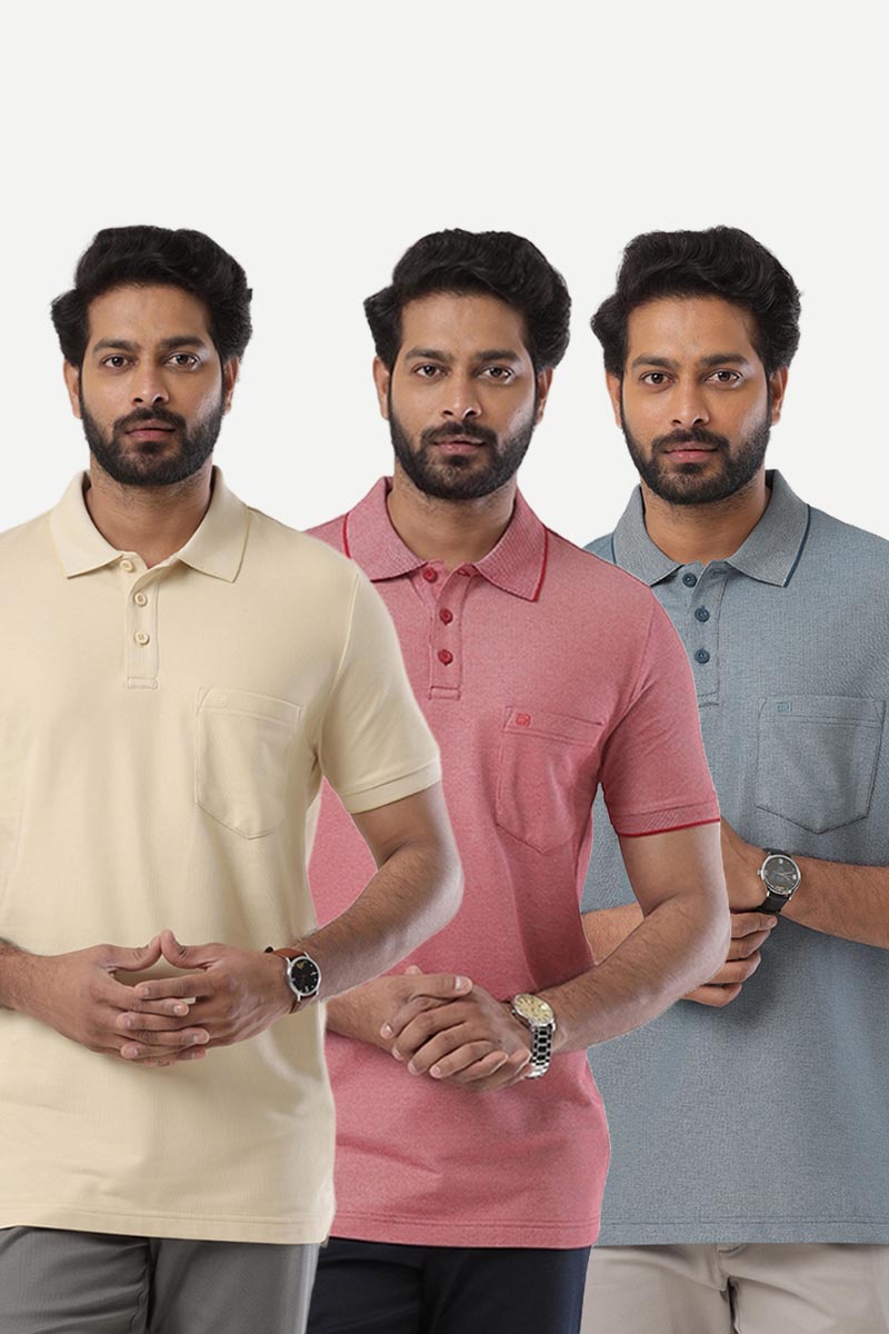 Golf Polo - Collar T-Shirts Pack Of 3 Combo For Men | Ariser