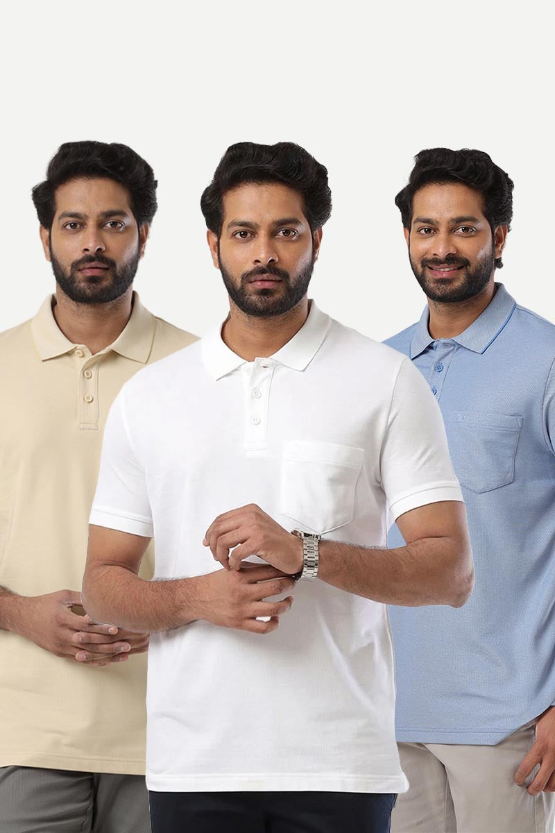 Golf Polo - Collar T-Shirts Pack Of 3 Combo For Men | Ariser