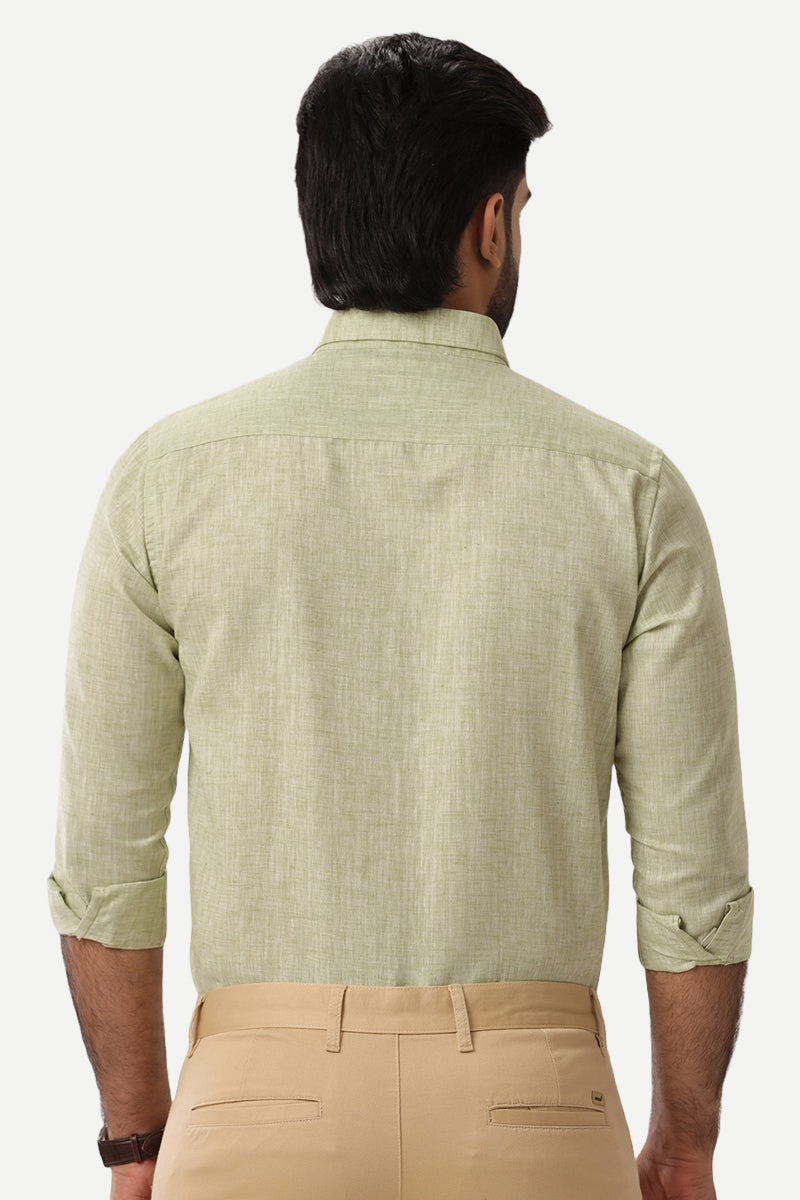 Linen Feel - Green Formal Shirts For Men | Ariser