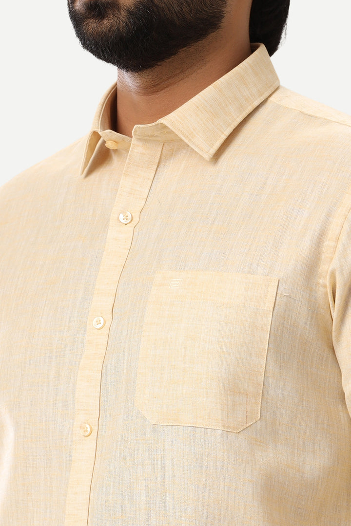 Linen Feel - Light Yellow Formal Shirts For Men | Ariser