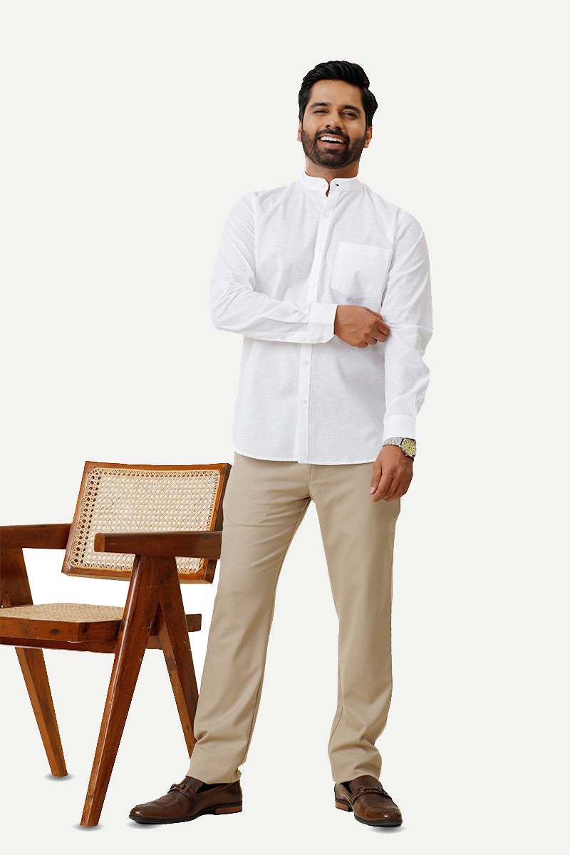 Magnum - 100% Cotton Formal White Shirt For Men | Uathayam