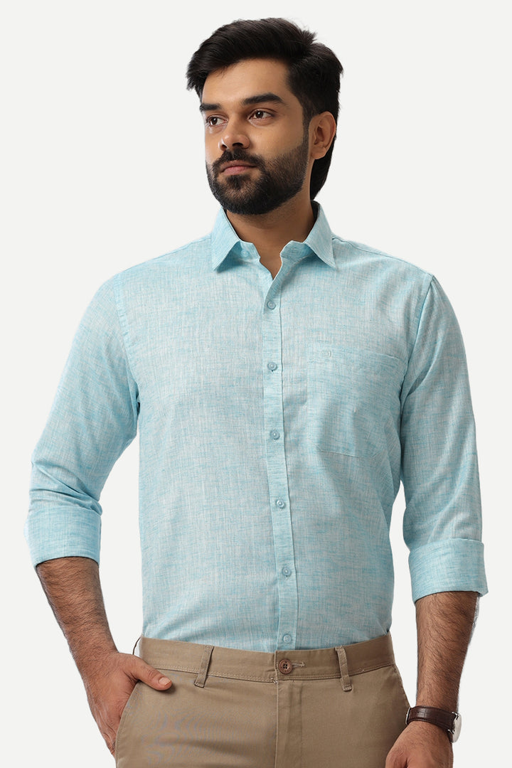 Linen Feel - Sky Blue Formal Shirts For Men | Ariser