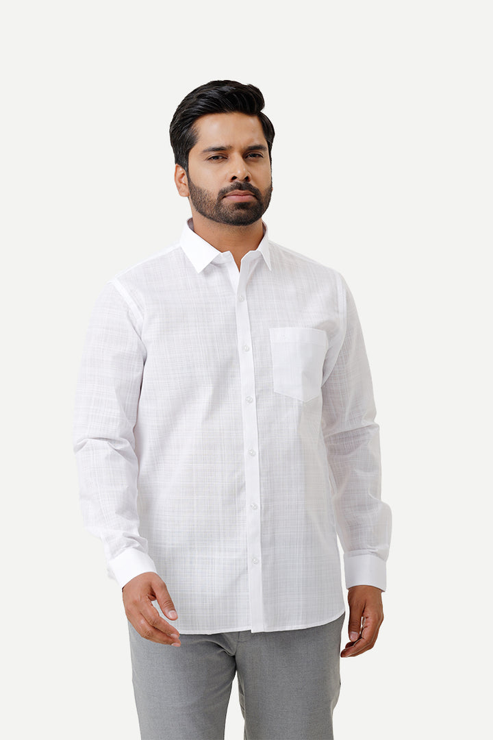 Veto - Cotton Rich blend Slub White Shirt For Men | Uathayam