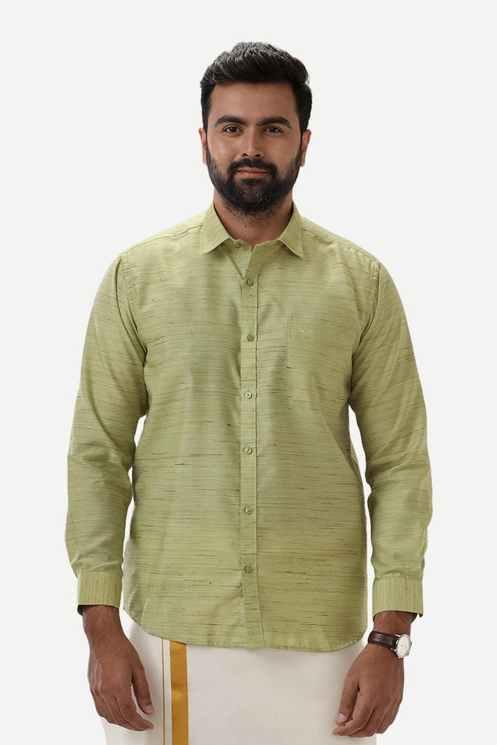 Swaraj - Light Green Silk Shirts For Men | Uathayam