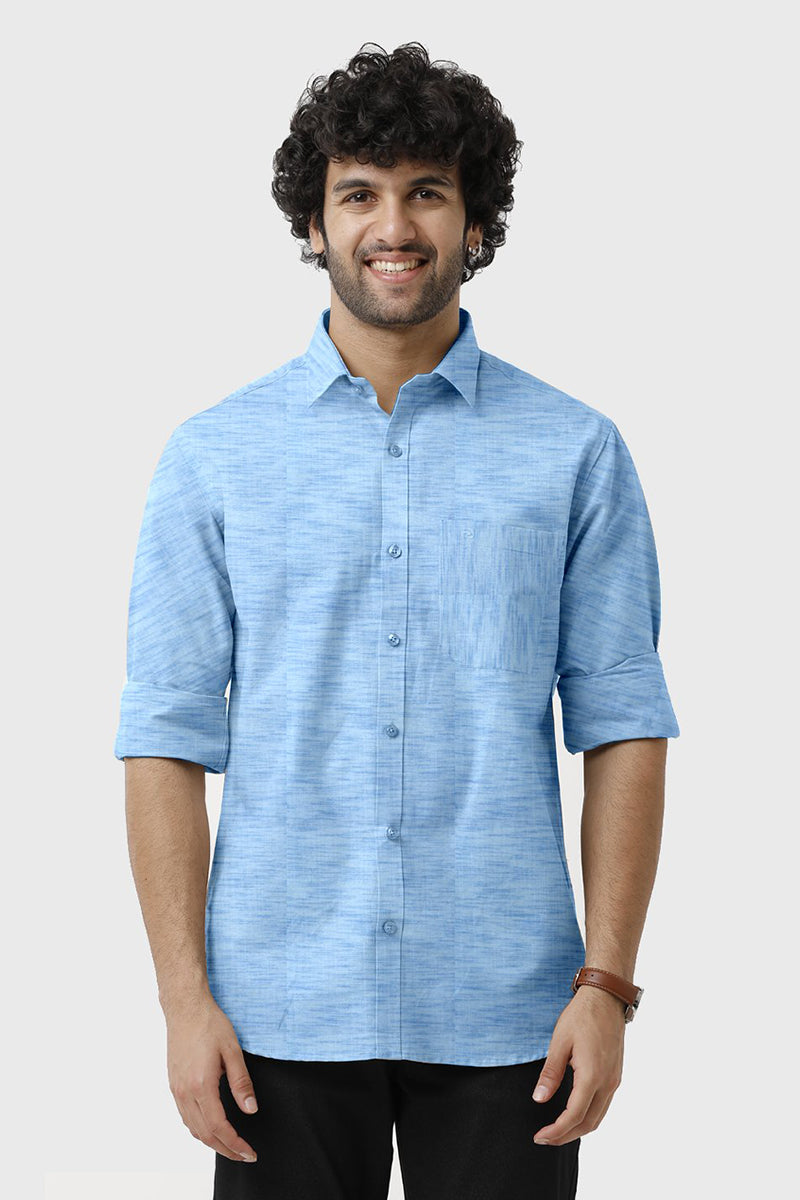 ARISER Vintage Baby Blue Color Cotton Rich Full Sleeve Formal Shirt for Men - VI10302
