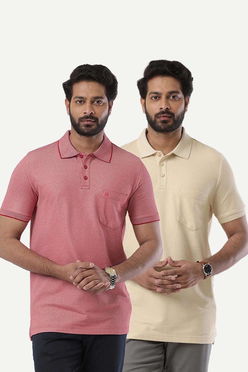 Golf Polo - Collar T-Shirts Pack Of 2 Combo For Men | Ariser