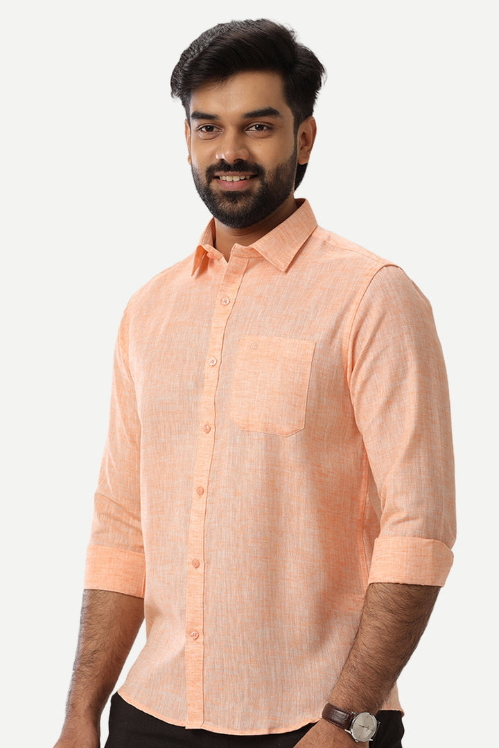 Linen Feel - Light Orange Formal Shirts For Men | Ariser