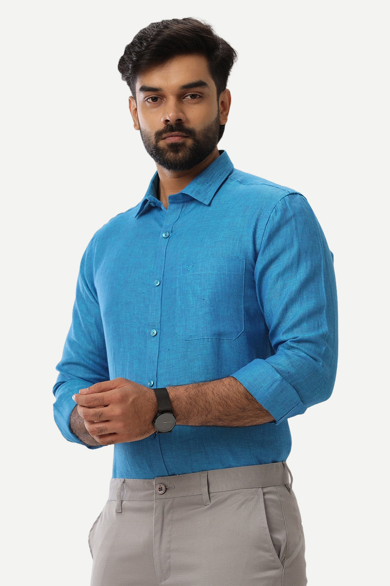 Linen Rise - Blue Formal Shirts for Mens | Uathayam