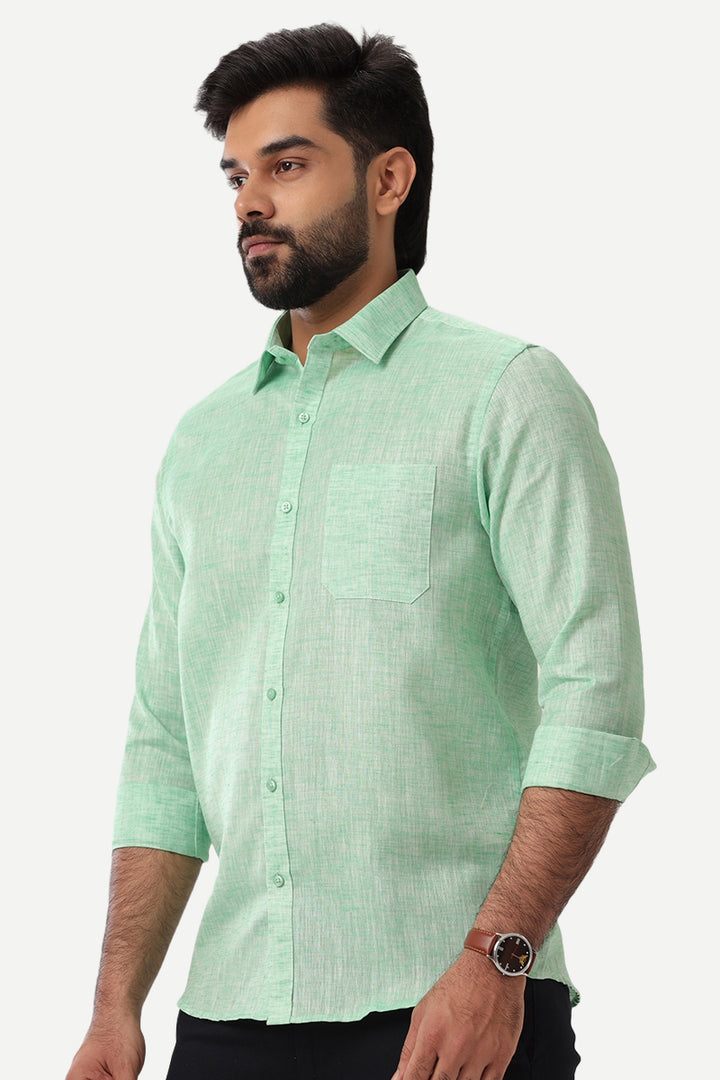 Linen Feel - Green Formal Shirts For Men | Ariser