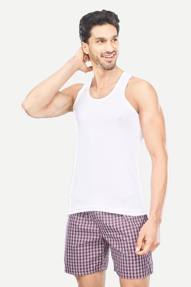 Kings RN - 100% Cotton White Vest For Mens Combo (Pack of 4) | Uathayam