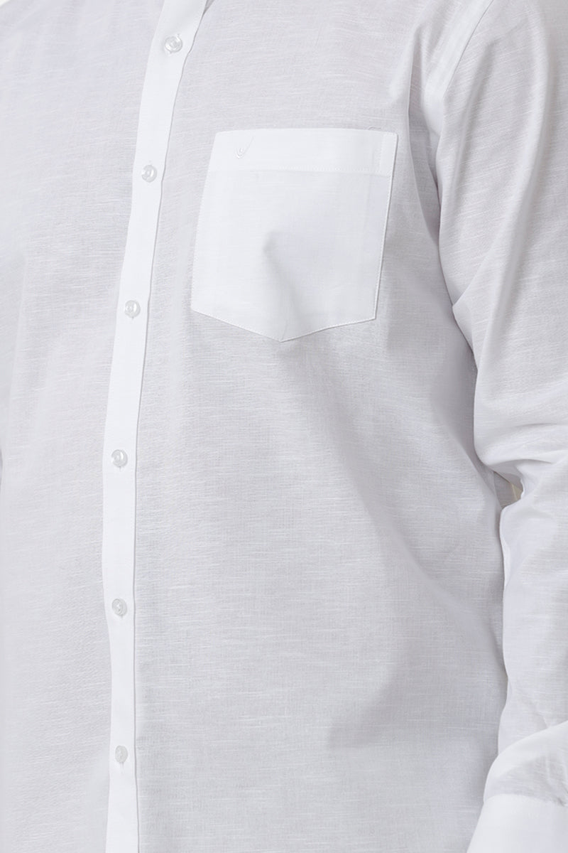 Magnum - 100% Cotton Chinese Mandarin collar White Shirt For Men | Uathayam