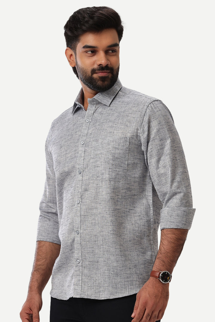 Linen Feel - Charcoal Black Formal Shirts For Men | Ariser