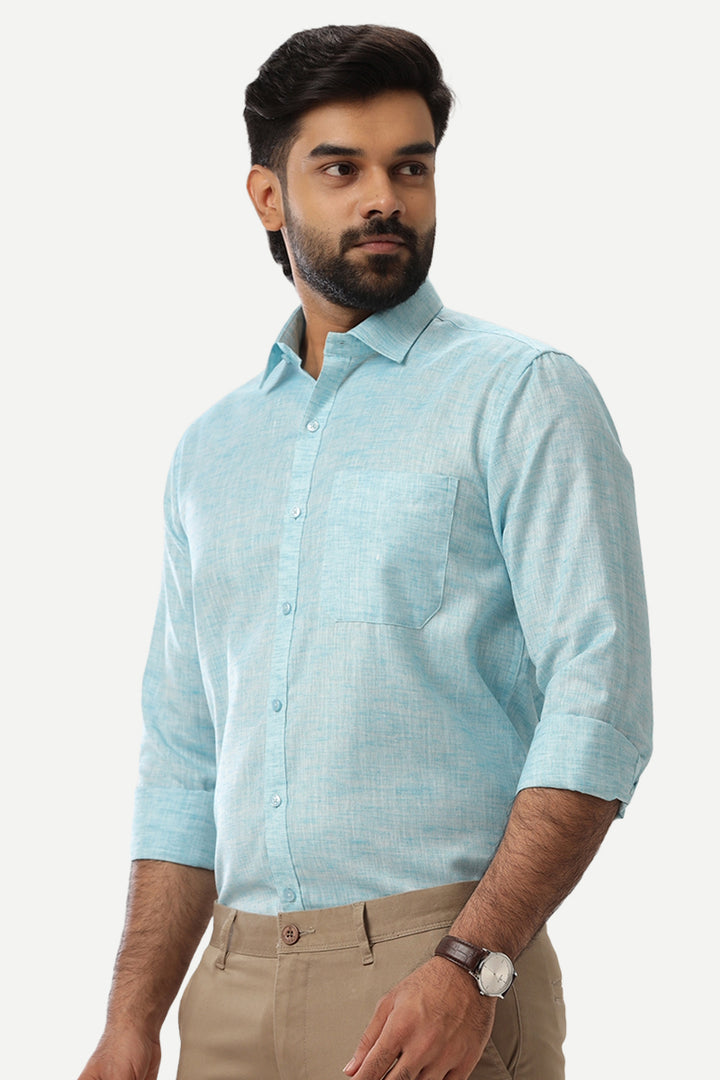 Linen Feel - Sky Blue Formal Shirts For Men | Ariser