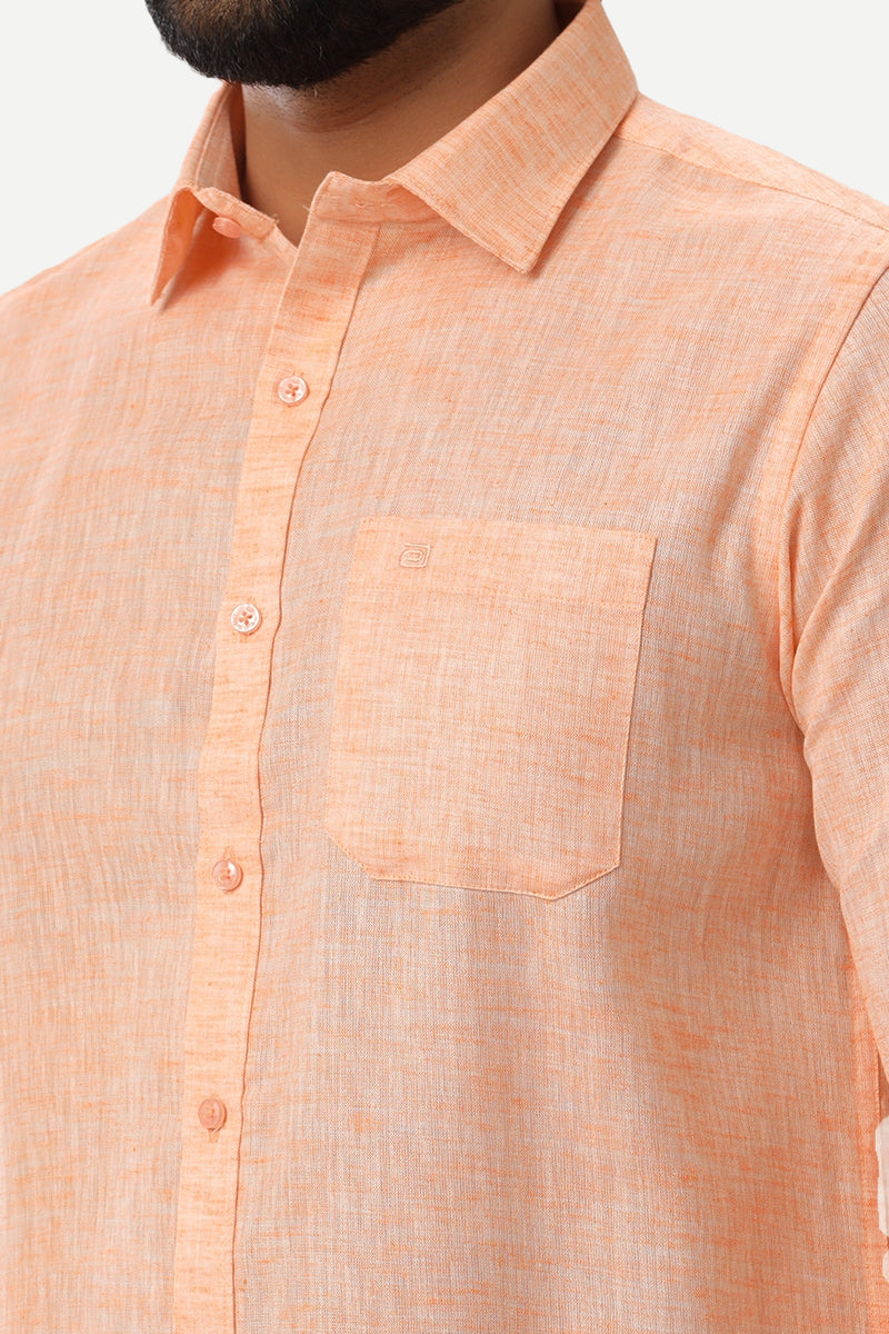 Linen Feel - Light Orange Formal Shirts For Men | Ariser