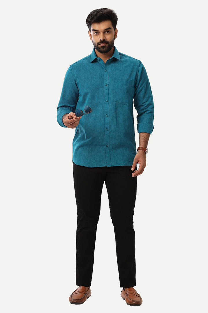 Linen Classic - Ramar Blue Formal Shirts for Mens | Uathayam